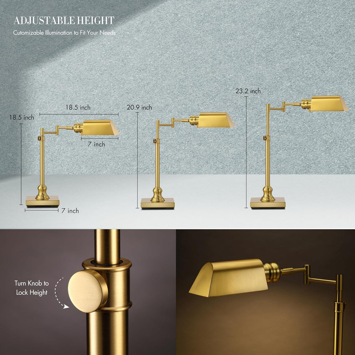 O'Bright Arcadia Pharmacy Desk Lamp, Antique Brass