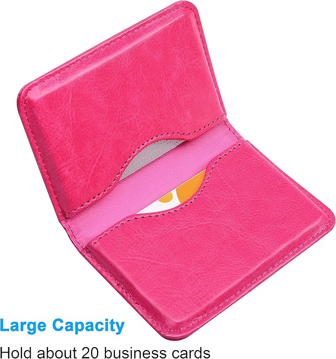 Wisdompro Business Card Holder, 2-Sided PU Leather Folio Name Card Holder - Image 2
