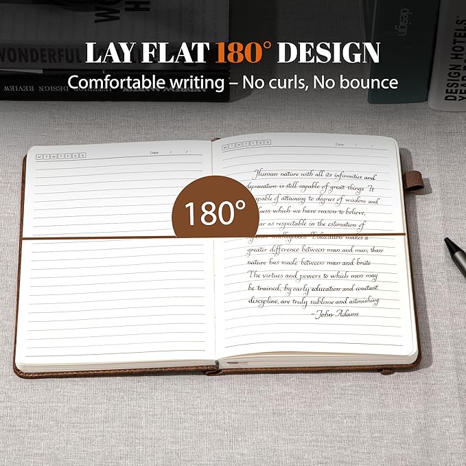 CAGIE Lined Journal for Men Women, Tree Growth Ring Leather Bound Journal - Image 3