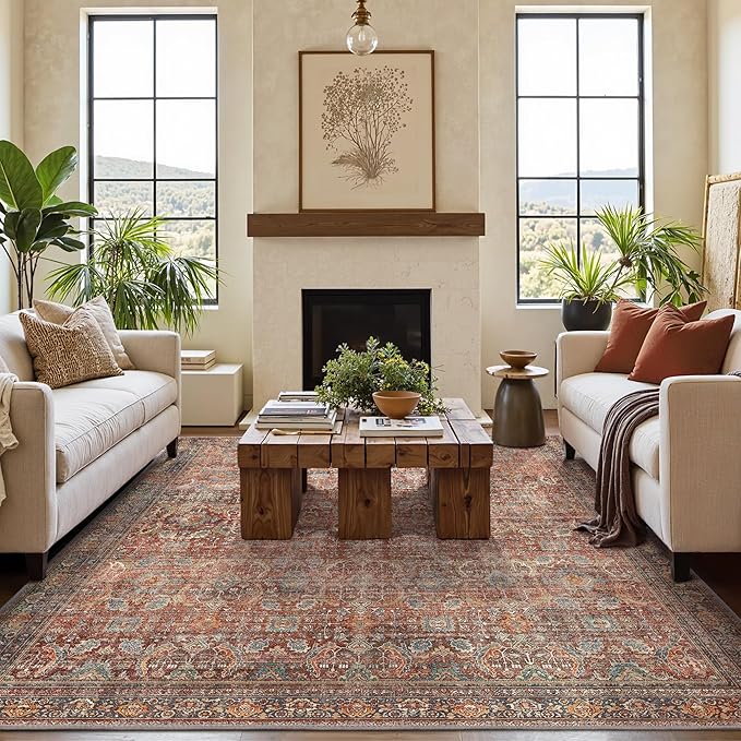 GENIMO 6x9 Area Rugs for Living Room, Machine Washable Non Slip Vintage Rugs - Image 2