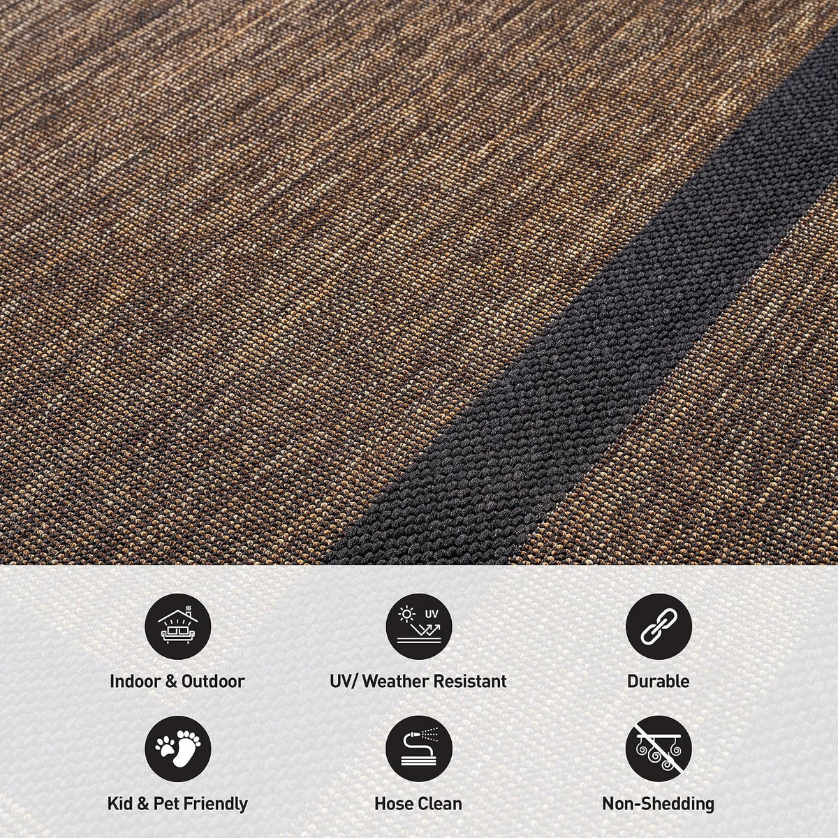 rugshop border jute-style indoor outdoor runner rug dark, front angle view