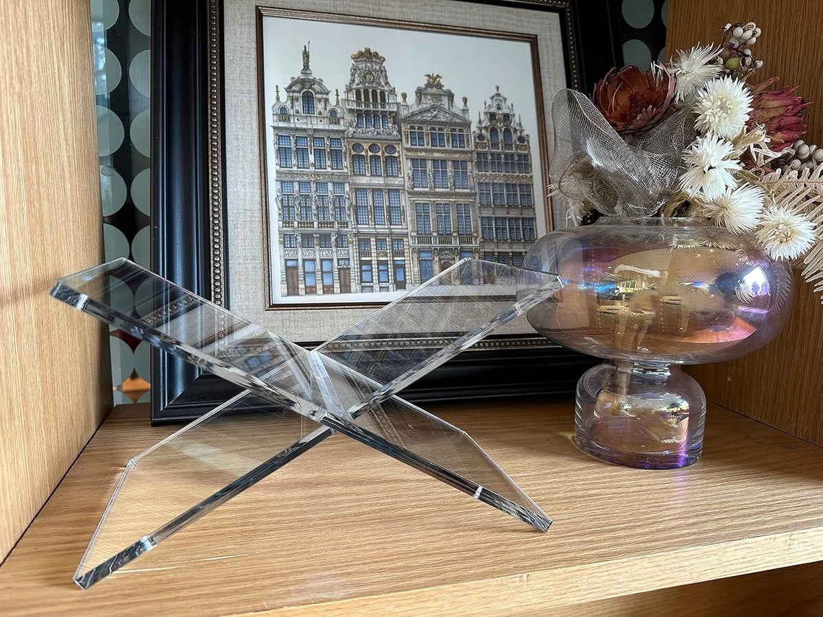 Clear Acrylic Book Stand for Display and Reading, Modern Open Book Holder for...