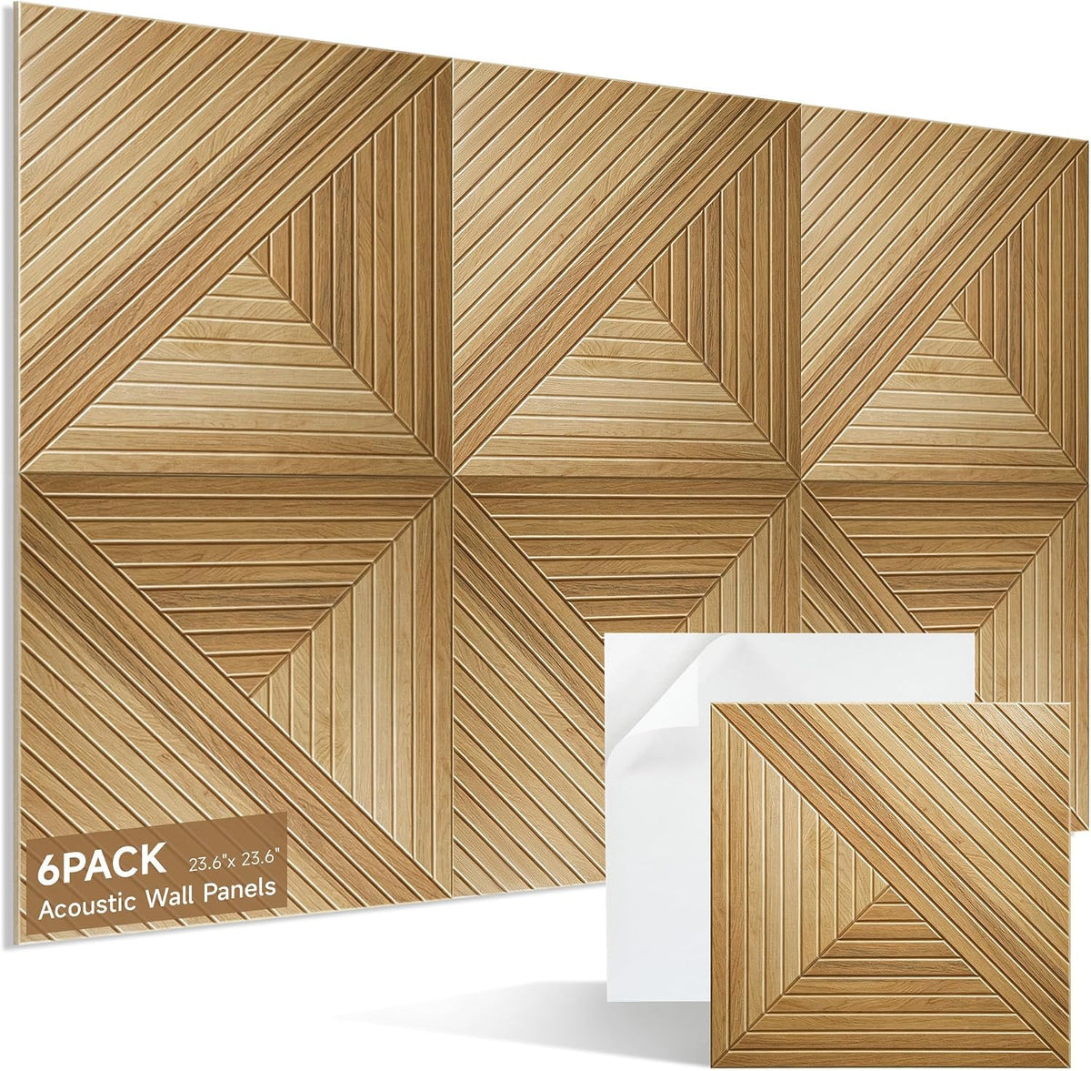 acoustic wall panels, 6-pack 23.62x23.62 in, decorative sound, main product view