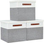 DECOMOMO Storage Basket with Lid, Storage Cubes with Handles, Fabric Box with by DECOMOMO