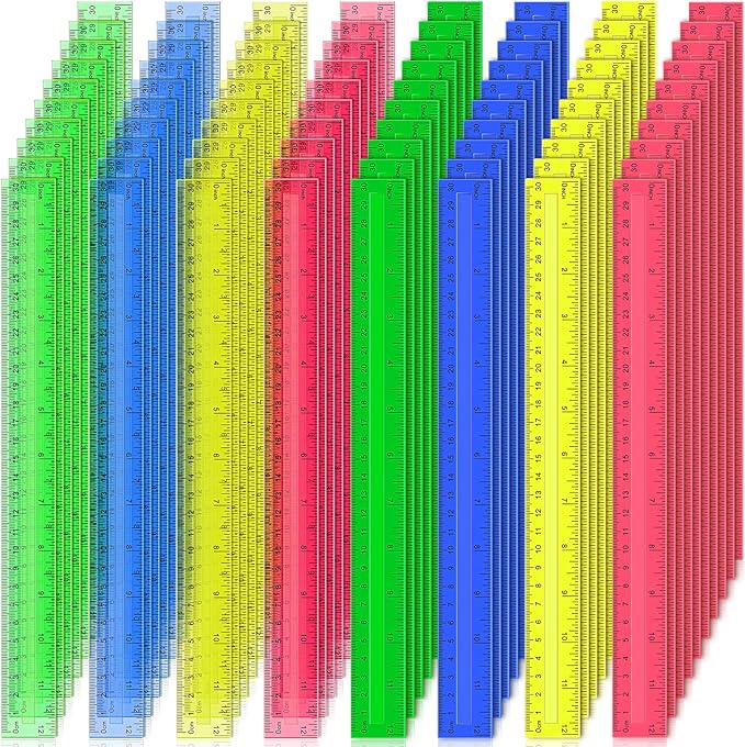 504 Pcs Rulers Bulk, 12 Inch Plastic Assorted Color Clear Rulers by Duchong
