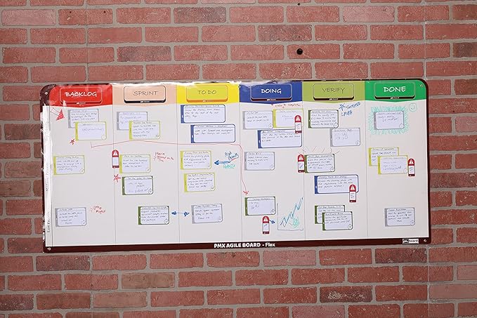 PMXBOARD 6 Column Magnetic Kanban Board, Scrum Board Flex Whiteboard Kit. Agile - Image 7