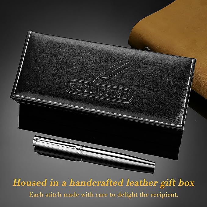 BEILUNER Silver Fountain Pen, Stunning Luxury Pens - Image 5