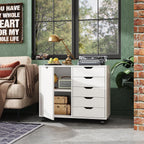 devaise 5-drawer wood drawer cabinet, office storage cabinet shown in use