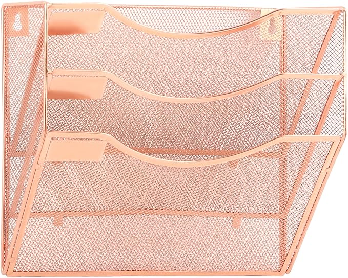 EASEPRES 3 Pocket Mesh Hanging Wall File Organizer, Wall Mounted Mail Paper by EASEPRES