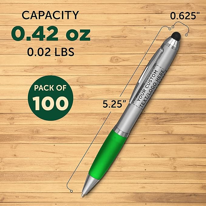 DISCOUNT PROMOS Custom Stylus Ballpoint Pens Set of 100, Personalized Bulk Pack - Image 5