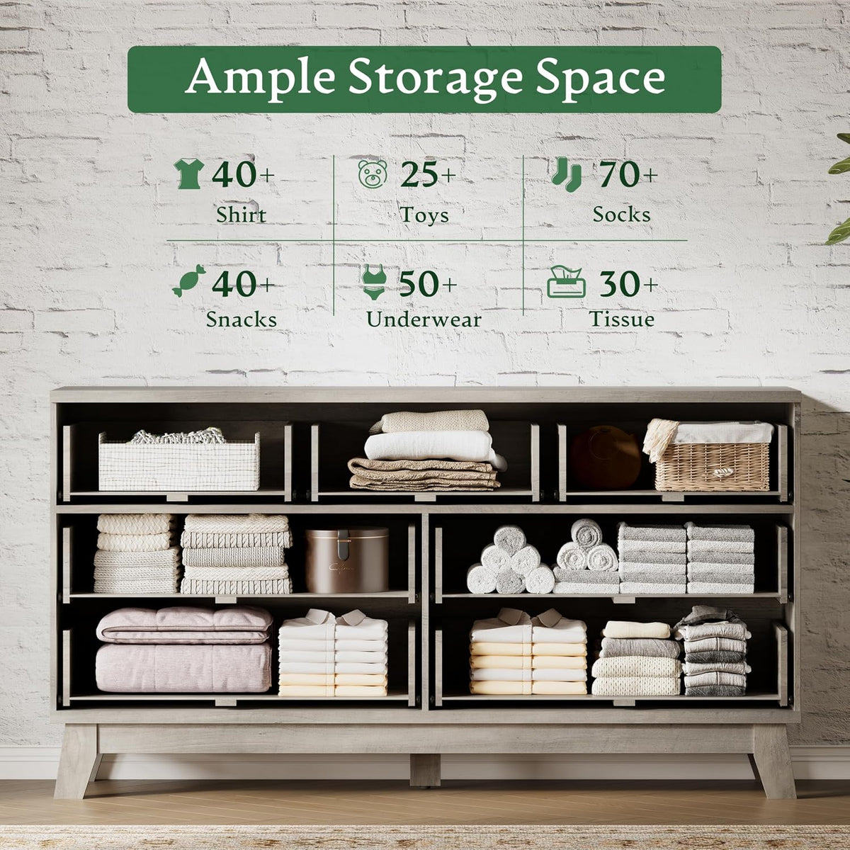 Xixini Fluted Dresser with 7 Drawers, 58" Wide Modern Chest of Drawers w...