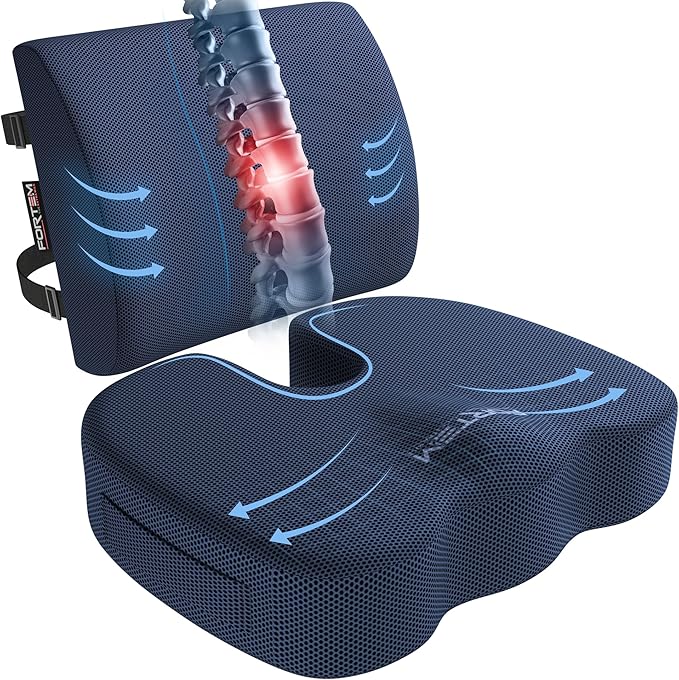 FORTEM Seat Cushion, Office Chair Cushion, Lumbar Support Pillow by FORTEM