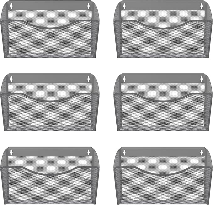 EasyPAG 6 Single Pocket Wall File Organizer, Mesh Hanging File Folder Organizer by EasyPAG
