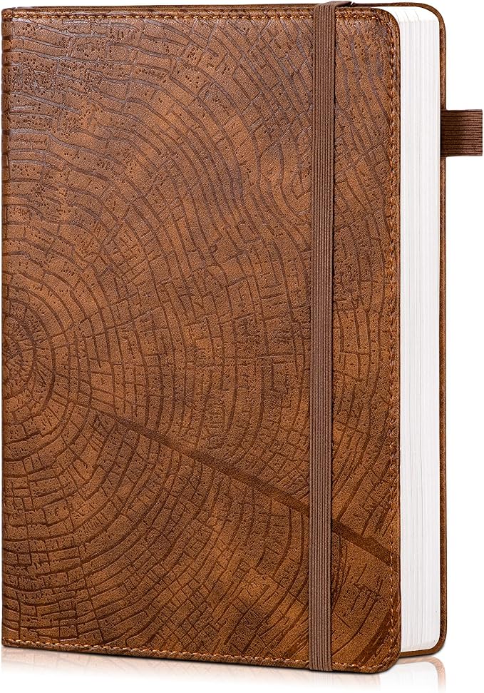 CAGIE Lined Journal for Men Women, Tree Growth Ring Leather Bound Journal by CAGIE