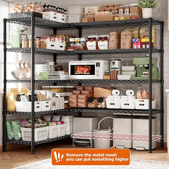 REIBII 1600LBS Storage Shelves 69.8''W Metal Shelving 5 Tier Wire Shelving Unit - Image 9