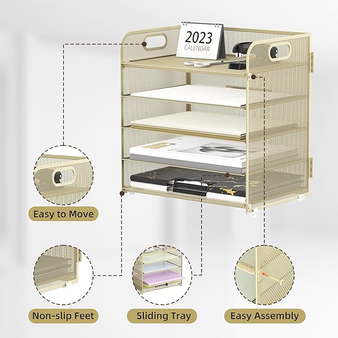 Supeasy 5 Trays Paper Organizer Letter Tray - Image 3