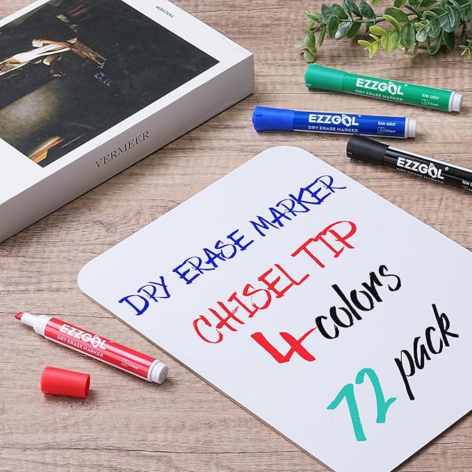 Ezzgol Dry Erase Markers Bulk, 72 Pack Basic Multi-color Red Blue Black Green - Image 8