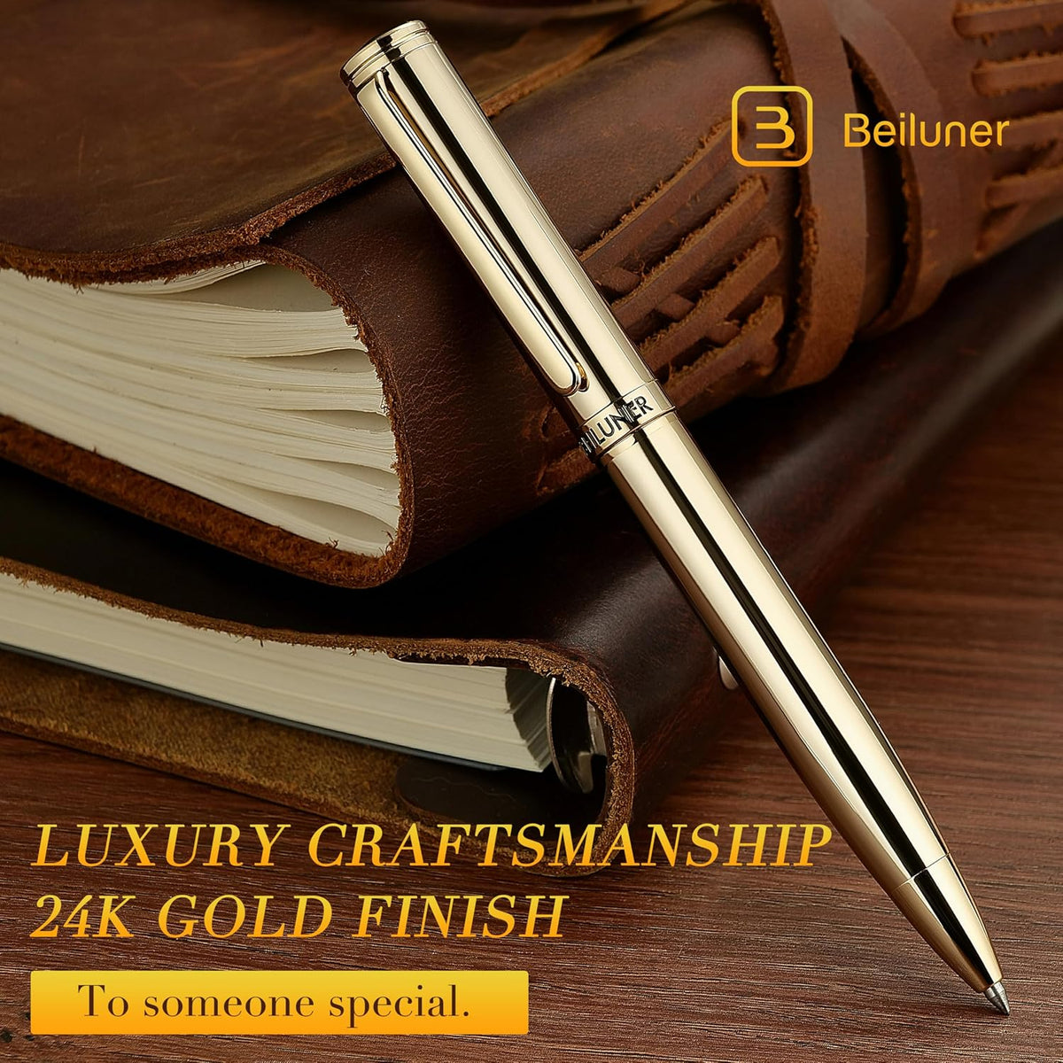 BEILUNER Gold Gel Pen, Stunning Luxury Pens with 24K Gold Plating