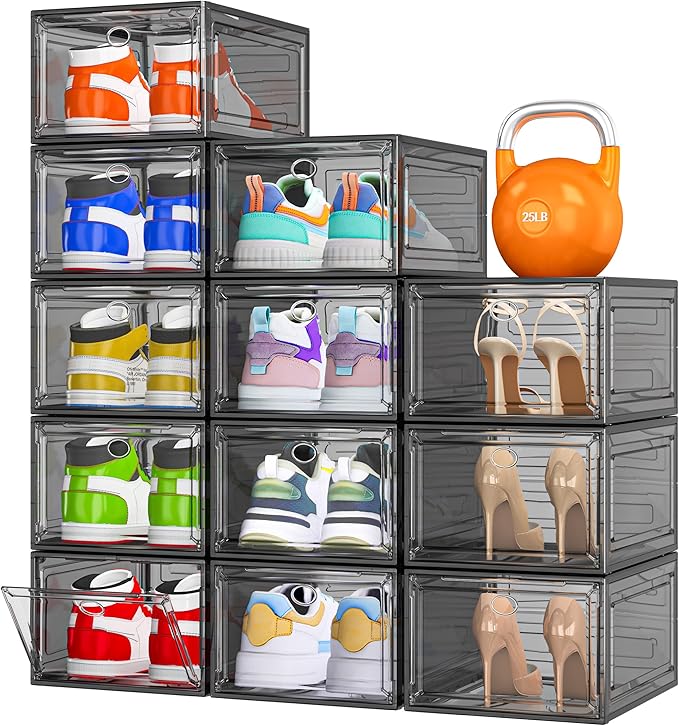 12 Pack Clear Shoe Storage Organizer by 7+code