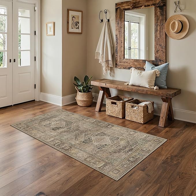 GENIMO Runner Rug 2x7 Non Slip Machine Washable Hallway Runner Vintage Rug - Image 9
