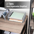 Mind Reader Stackable Paper Tray, Desktop Organizer, File Storage, Metal Mesh - Image 2