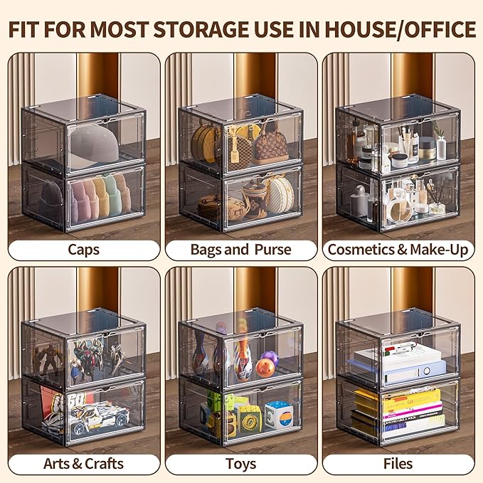 TOFWOF 12 Pack XX Large Shoe Organizer, Heavy-Duty Hard Thicken Plastic Clear - Image 8