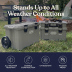 keter stack-n-roll outdoor gear organizer, 3-piece rolling storage, close-up detail