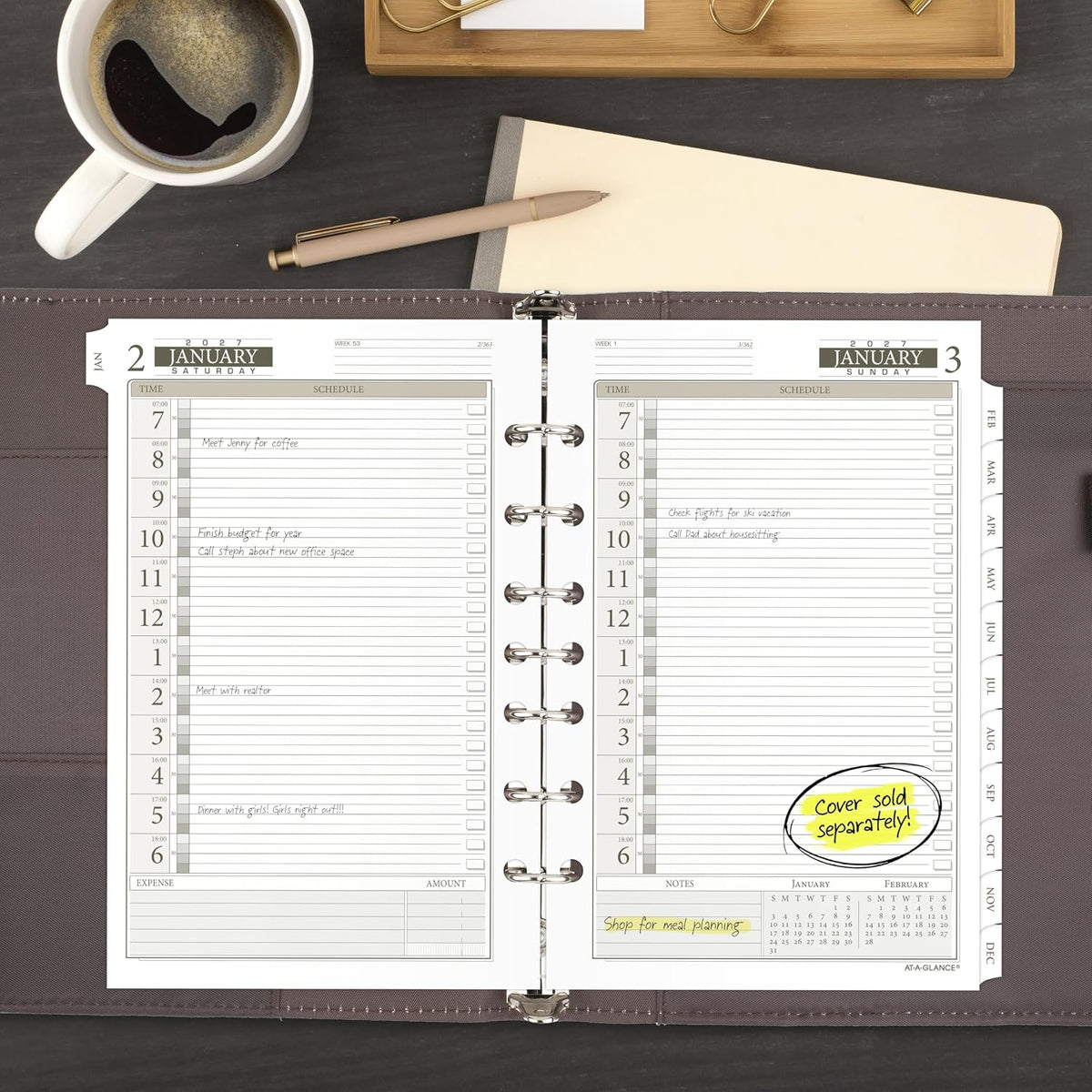 AT-A-GLANCE 2027 Planner Refill Daily, 5.5" x 8.5", Desk Size 4, On...