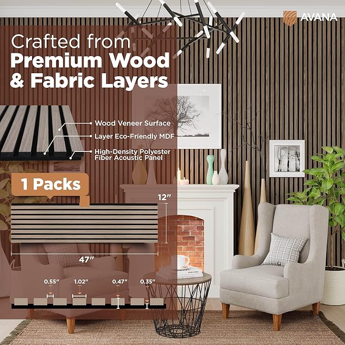 Avana Modern Acoustic Wood Wall Panels – 47.2 X 12.6 Inch Walnut Acoustic - Image 4
