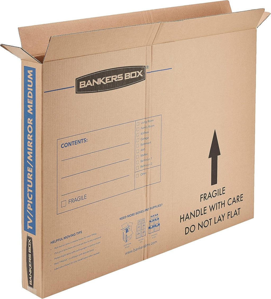 bankers box 4-pack medium tv/picture/mirror moving boxes, main product view