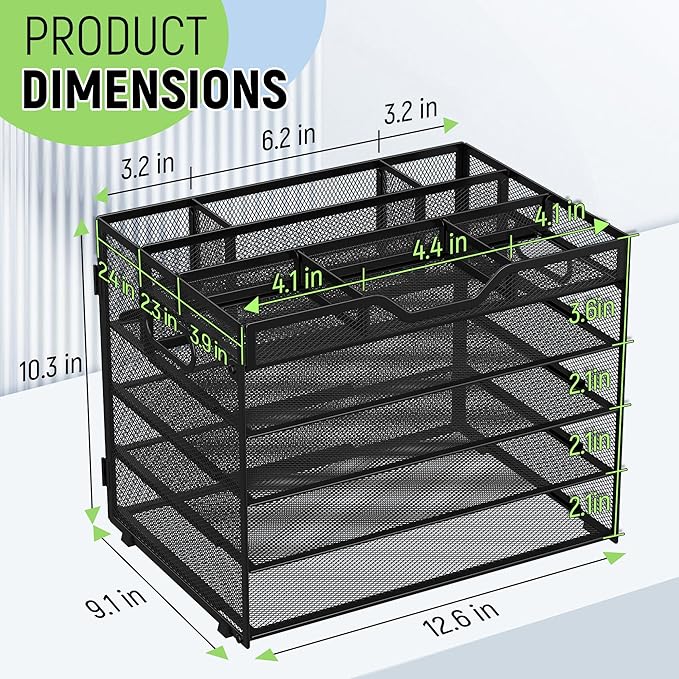 Docnest 5 Tier Mesh Desk Organizer- Letter Tray - Image 3