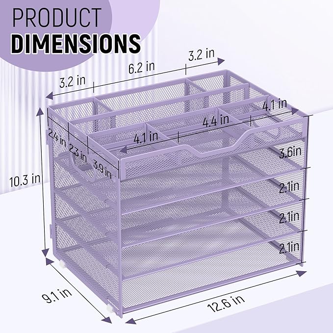 Docnest 5 Tier Mesh Desk Organizer- Letter Tray - Image 3