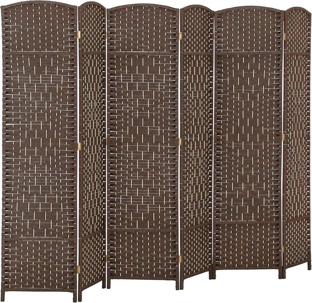 HOMCOM 6 Panel Room Divider, Hand-Woven Freestanding Wall Partition