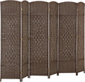 HOMCOM 6 Panel Room Divider, Hand-Woven Freestanding Wall Partition