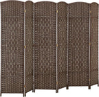 HOMCOM 6 Panel Room Divider, Hand-Woven Freestanding Wall Partition