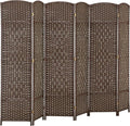 HOMCOM 6 Panel Room Divider, Hand-Woven Freestanding Wall Partition by HOMCOM