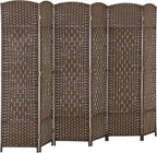 HOMCOM 6 Panel Room Divider, Hand-Woven Freestanding Wall Partition by HOMCOM