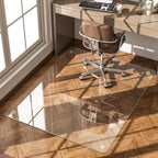 30" x 48" Tempered Glass -Glass Chair Mat, Heavy Duty Hard Floor Mat with Round Corner and Polished Edge, Office Chair Mat for Carpet Office Home Hardwood Floor Desk