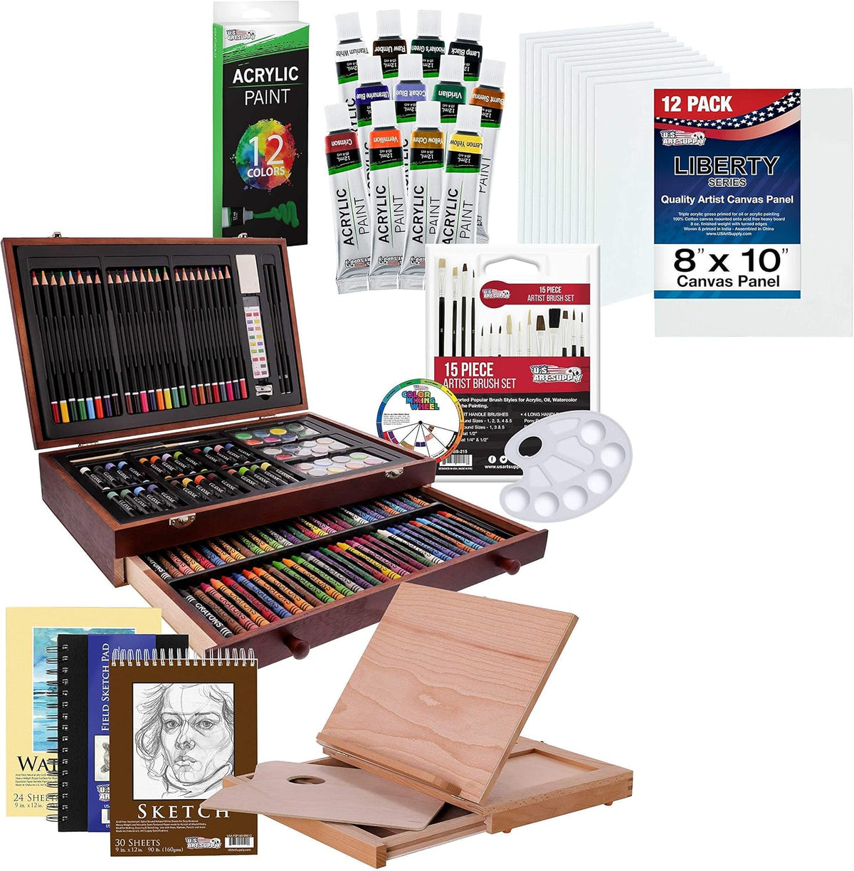 u.s. art supply mega wood box art set, main product view