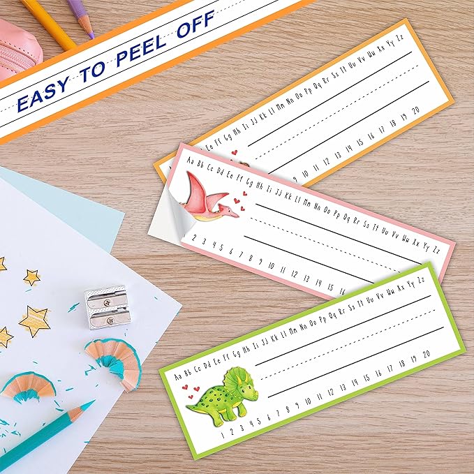 30 Name Tags Labels -Dinosaur Love Theme Self Adhesive Name Plates, Desk Label - Image 3