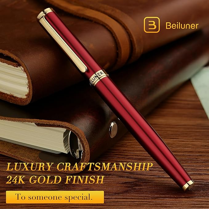 BEILUNER Red Fountain Pen, Stunning Luxury Pens - Image 3