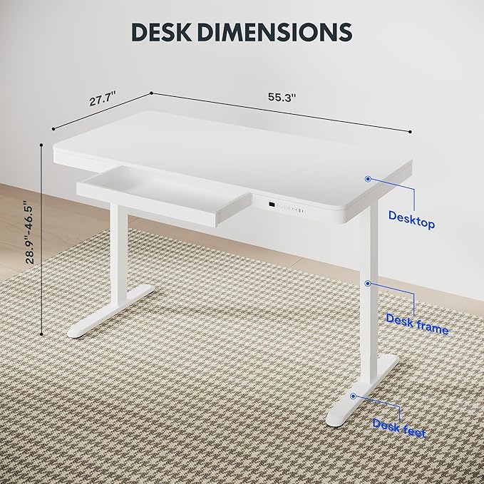 FLEXISPOT 55" White Electric Standing Desk - Image 3