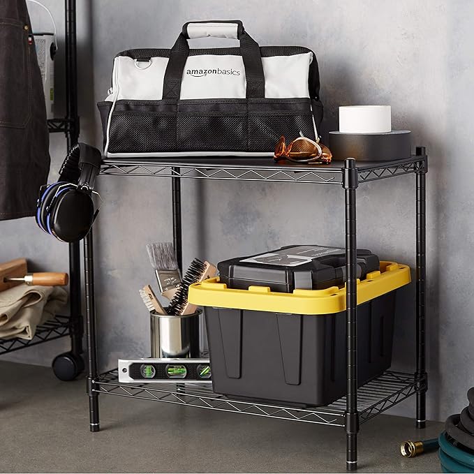 Amazon Basics 2-Shelf Stackable Storage, 13.3" D x 23.2" W x 22.2" H - Image 2