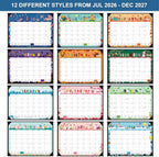 Desk Calendar 2026-2027, July 2026 - December 2027, 22"×17" | 18 Monthly Large Desk Calendar 2026-2027, 2 Corner Protectors & 2 Hanging Hooks, Large Ruled Blocks