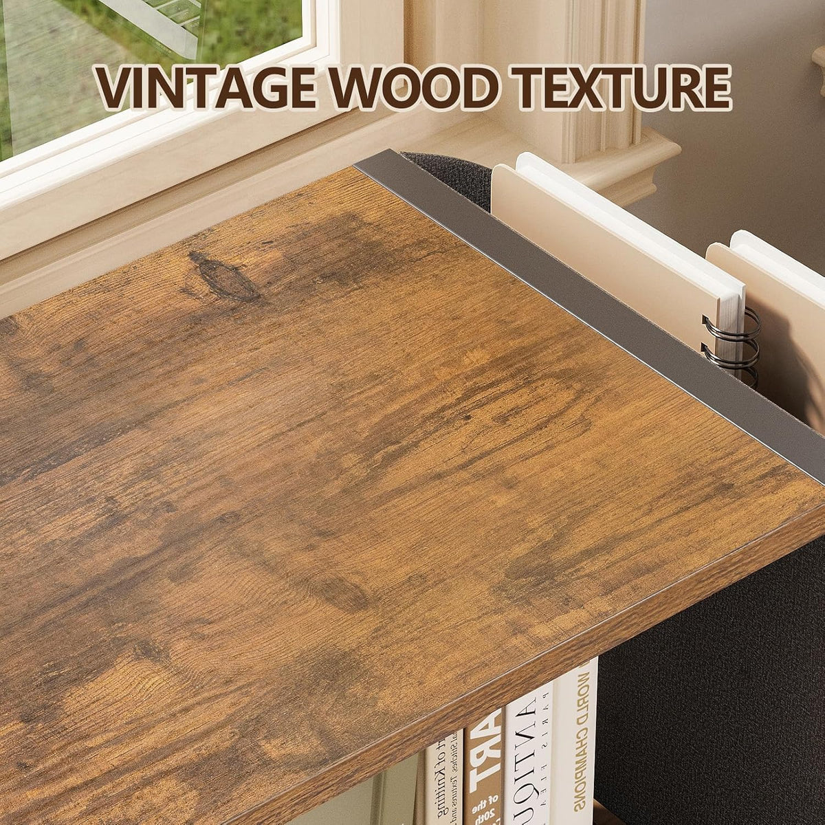 VEDECASA 2 Tier Rustic Brown Wooden Under Desk Printer Stand with Storage Bag...
