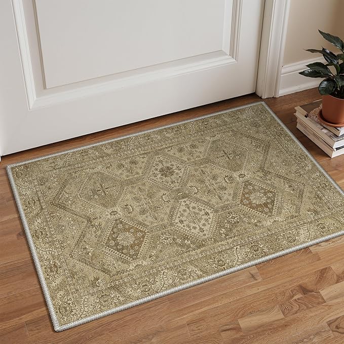 GENIMO Area Rug 2x3 Doormat, Machine Washable Low Pile Rugs, Small Retro - Image 2