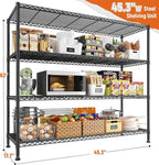 REIBII Storage Shelves 45.3''W Wire Shelving Unit 4 Tier Metal Shelves - Image 3