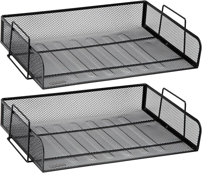 Mind Reader Stackable Paper Tray, Desktop Organizer, File Storage, Metal Mesh - Image 8