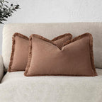 Foindtower Set of 2 Decorative Linen Fringe Throw Pillow Covers Boho Farmhouse by Foindtower