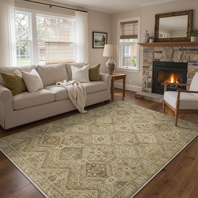 GENIMO 3x5 Area Rugs for Living Room, Machine Washable Non Slip Vintage Rugs - Image 2